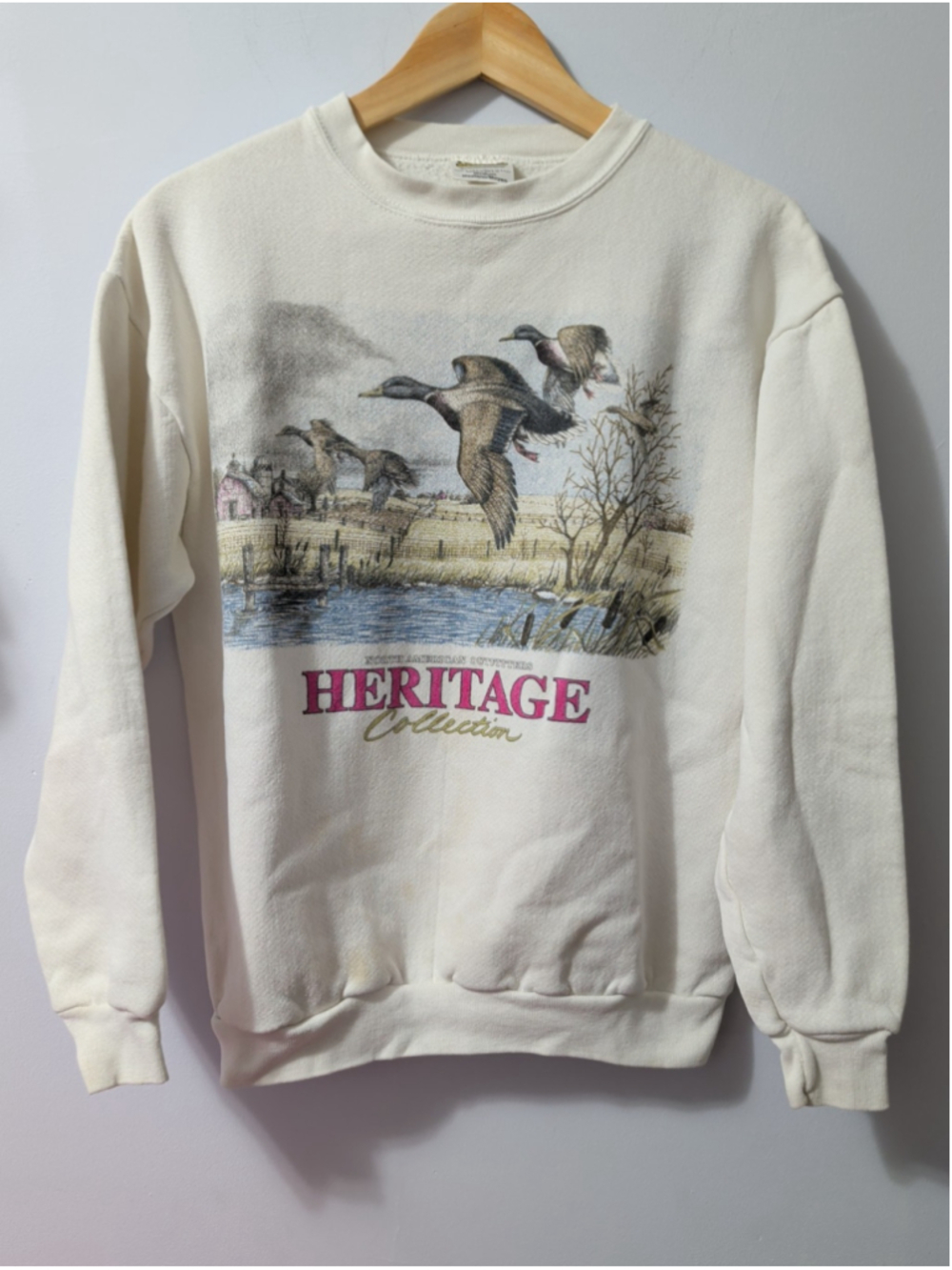 VTG 90s North American Outfitters Mallard Duck M Crewneck Sweatshirt (Stains)